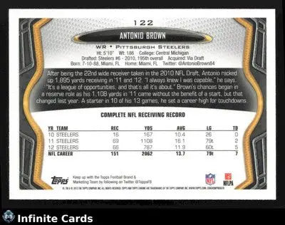 2013 Topps Chrome ANTONIO BROWN #122 Pittsburgh Steelers - Football Card Single