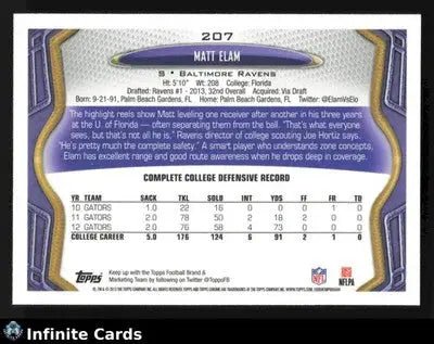 2013 Topps Chrome MATT ELAM #207 RC Baltimore Ravens RC - Football Card Single