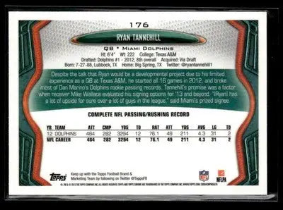 2013 Topps Chrome Ryan Tannehill #176 Miami Dolphins - Football Card Single