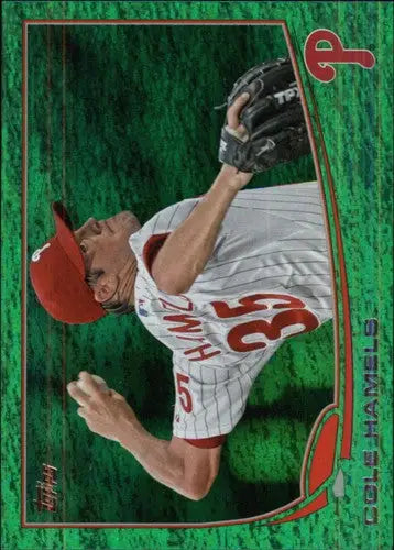 2013 Topps Emerald Cole Hamels baseball card with original gloss, Phillies player