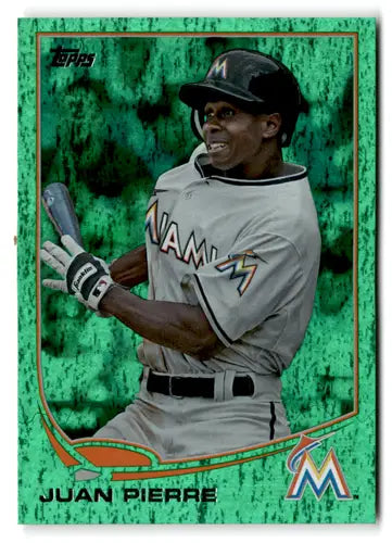 Original gloss 2013 Topps Emerald Juan Pierre baseball card Marlins ID 72785
