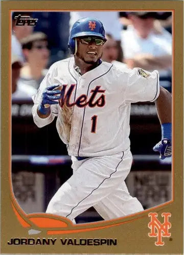 2013 Topps Gold Jordany Valdespin baseball card with original gloss Mets NM-MT
