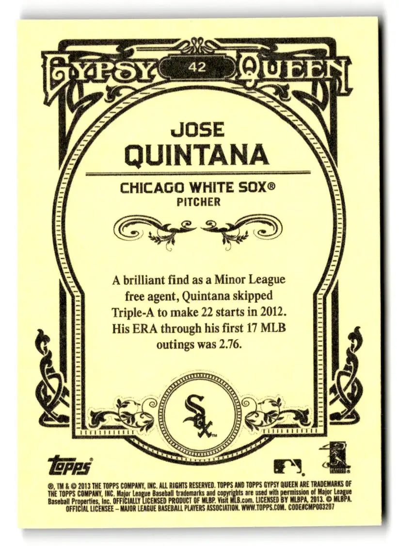 2013 Topps Gypsy Queen #42 Jose Quintana - Baseball Card Single