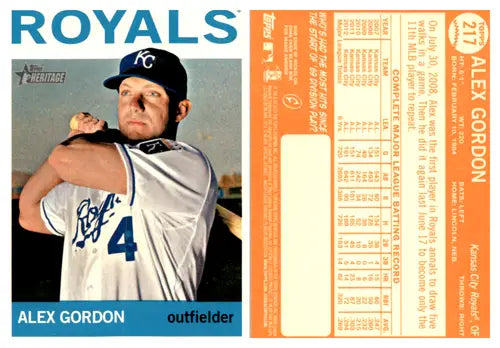 2013 Topps Heritage Alex Gordon baseball card with original gloss Royals ID 45374