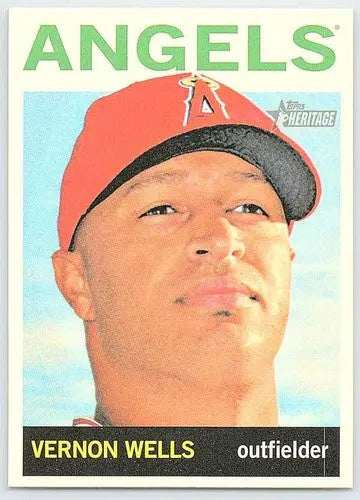 Vernon Wells baseball card from Topps Heritage with original gloss and featuring the Angels