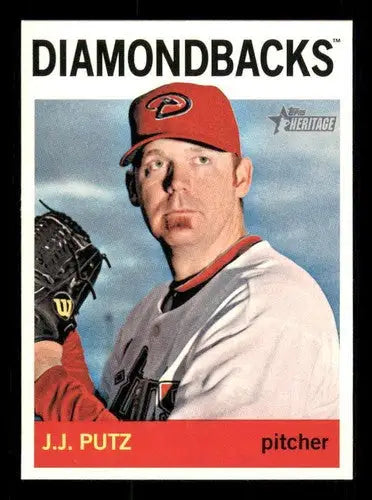2013 Topps Heritage J J Putz baseball card with original gloss from Topp’s Heritage series