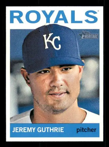 2013 Topps Heritage Jeremy Guthrie baseball card with original gloss Royals ID 71907