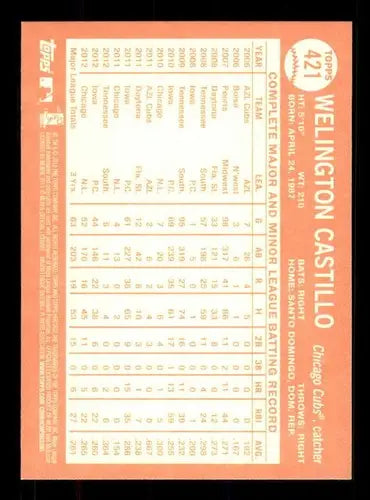 2013 Topps Heritage Welington Castillo baseball card with original gloss NM-MT Cubs