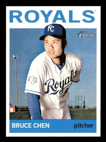 Original gloss Bruce Chen baseball card from 2013 Topps Heritage Royals collection