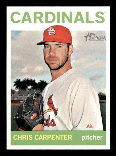 Original gloss 2013 Topps Heritage Chris Carpenter baseball card featuring Cardinals ID 71584