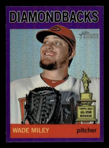 Original gloss Wade Miley Topps Heritage Chrome Purple Refractors rookie award card