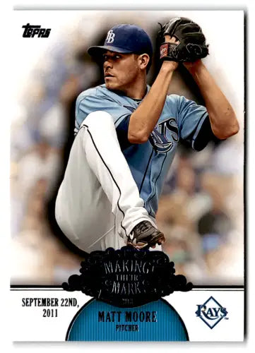 Original gloss baseball trading card featuring Matt Moore pitching from Topps Making Their Mark