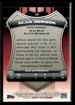 2013 Topps MLS #109 Sean Johnson - Soccer Card Single