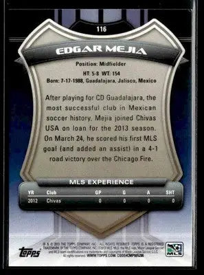 2013 Topps MLS #116 Edgar Mejia - Soccer Card Single