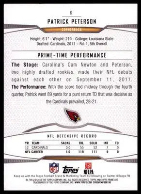 2013 Topps Prime Patrick Peterson 6 Houston Texans