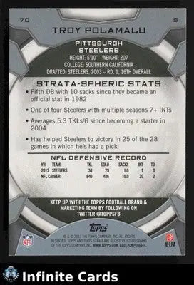 2013 Topps Strata TROY POLAMALU #70 Pittsburgh Steelers HOF - Football Card Single