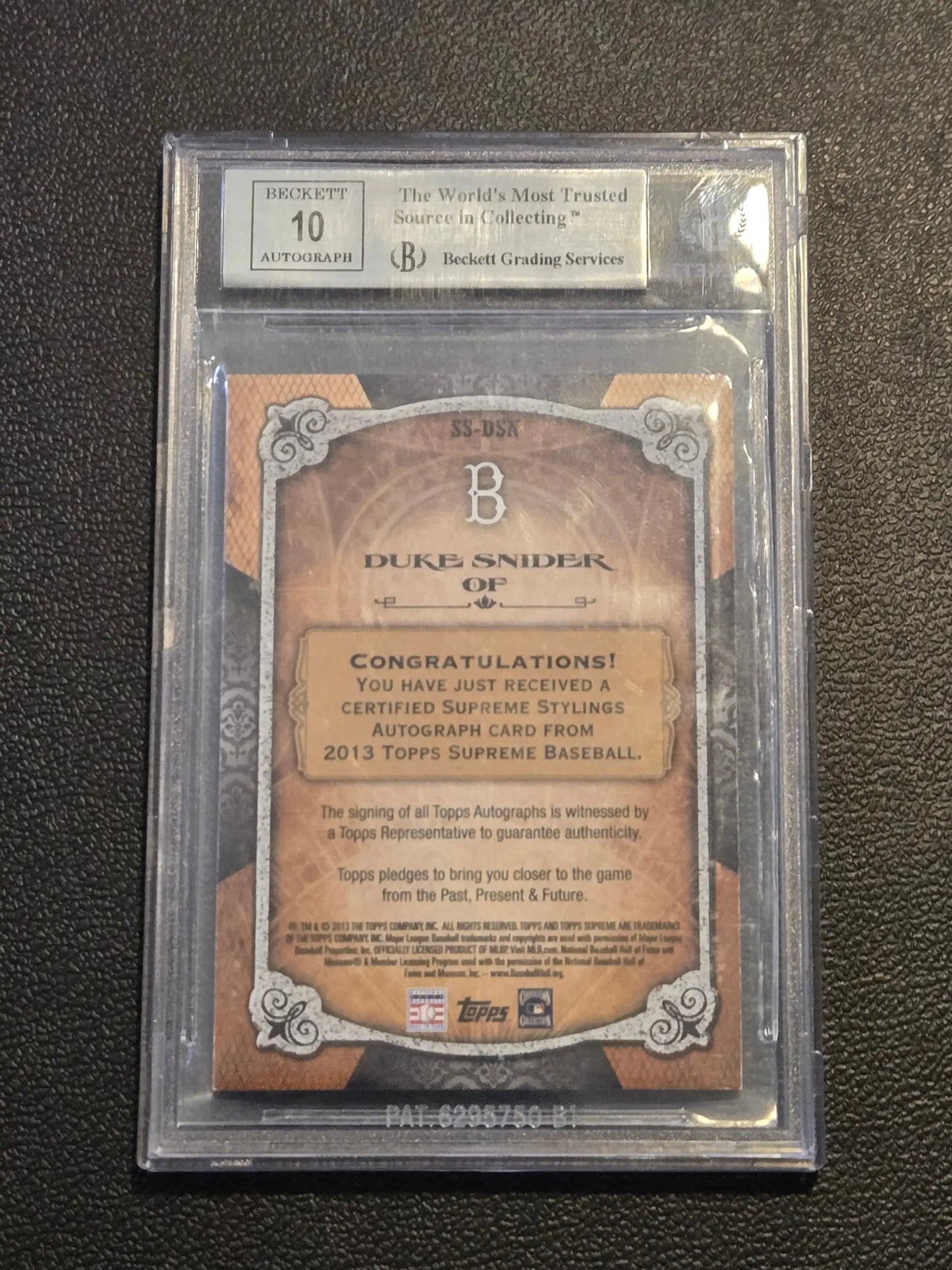2013 Topps Supreme Duke Snider Supreme Stylings Autographs Blue BGS 8.5 #/20 - Baseball Card Single