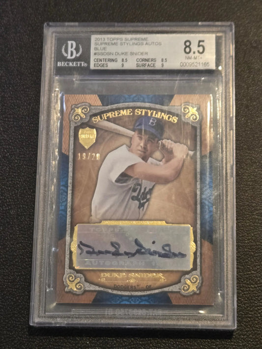 2013 Topps Supreme Duke Snider Supreme Stylings Autographs Blue BGS 8.5 #/20 - Baseball Card Single