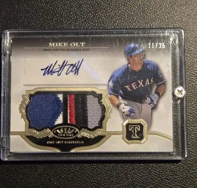 2013 Topps Tier One - Autograph Dual Relics #TOADR-MO Mike Olt #11/25 - Baseball Card Single