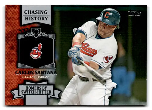 Carlos Santana baseball card from 2013 Topps Update Chasing History series