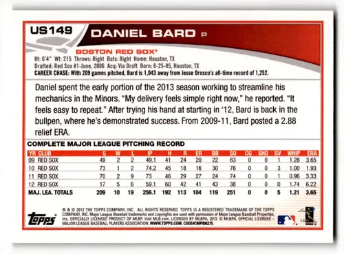 2013 Topps Update Emerald #US149 Daniel Bard NM-MT Red Sox ID:47214 - Baseball Card Single