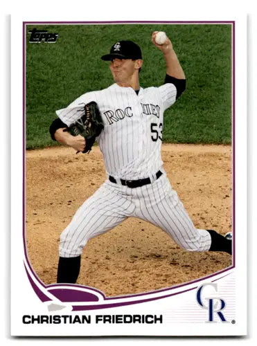Baseball card featuring Christian Friedrich from 2013 Topps Update US102 Christian Friedrich NM-MT Rockies