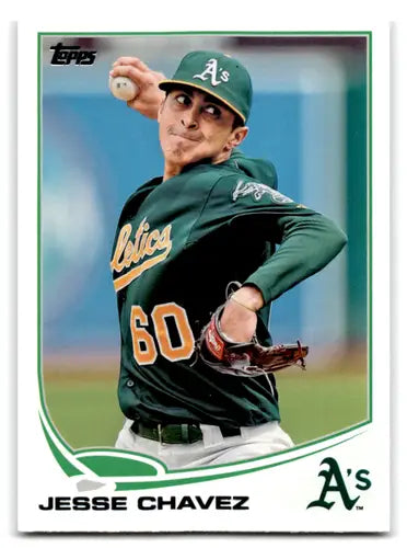 2013 Topps Update US130 Jesse Chavez baseball card featuring Jesse Chavez for Athletics