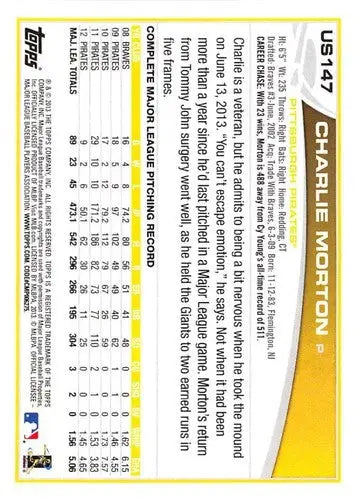 2013 Topps Update #US147 Charlie Morton NM-MT Pirates ID:72578 - Baseball Card Single