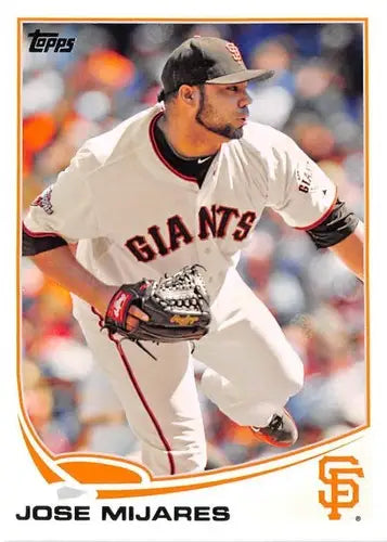 Baseball trading card of Jose Mijares in San Francisco Giants uniform from Topps Update series