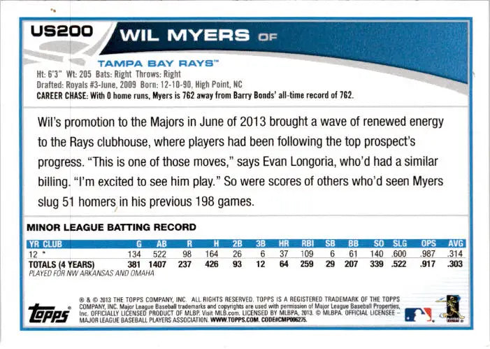 2013 Topps Update #US200 Wil Myers - Baseball Card Single