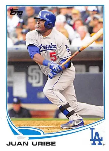 Original gloss 2013 Topps Update US208 Juan Uribe baseball card Dodgers NM-MT