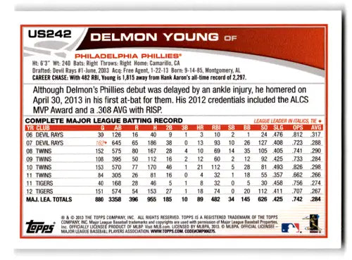 2013 Topps Update US242 Delmon Young Phillies baseball card NM-MT image