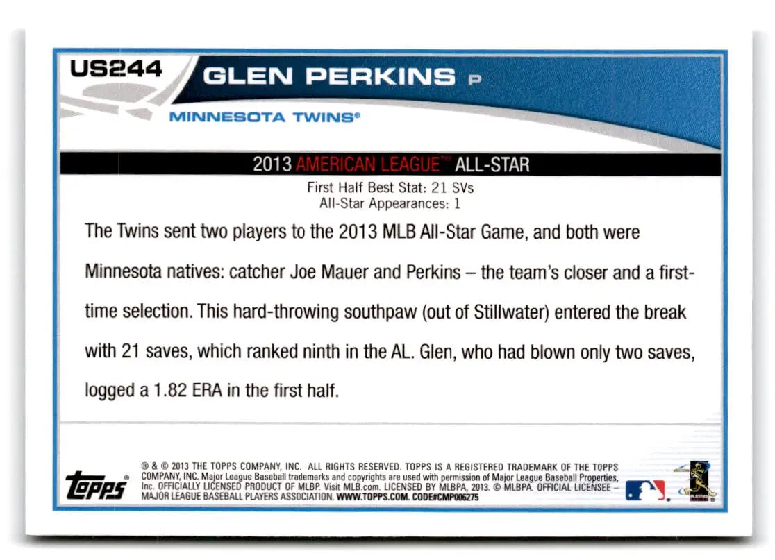 2013 Topps Update #US244 Glen Perkins - Baseball Card Single