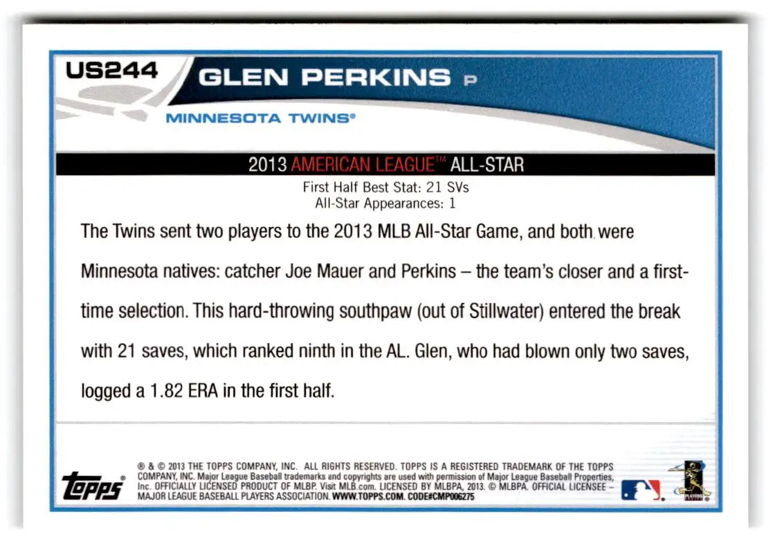 2013 Topps Update #US244 Glen Perkins - Baseball Card Single