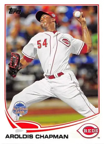Aroldis Chapman baseball card from 2013 Topps Update US286 featuring Reds player