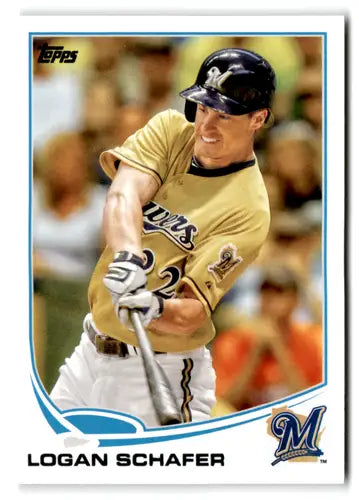 Original gloss US291 Logan Schafer baseball card from 2013 Topps Update collection