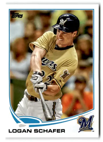 Original gloss 2013 Topps Update US291 Logan Schafer baseball card Brewers ID:73092