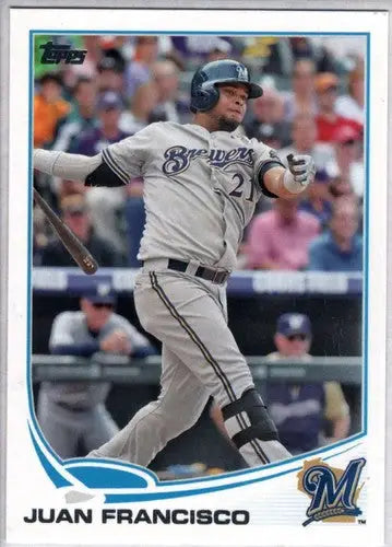 Original gloss 2013 Topps Update US301 Juan Francisco baseball card for Brewers