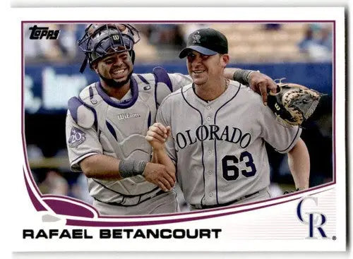 Original gloss baseball card US42 Rafael Betancourt Topps Update featuring two players