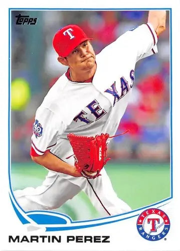 Original gloss baseball card of US69 Martin Perez in a Texas Rangers uniform from Topps Update