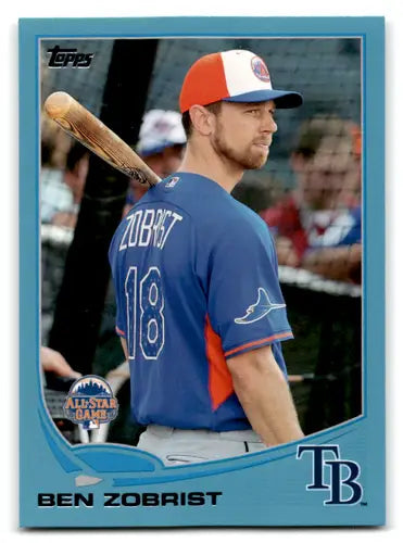Original gloss Ben Zobrist baseball card from 2013 Topps Update with blue border