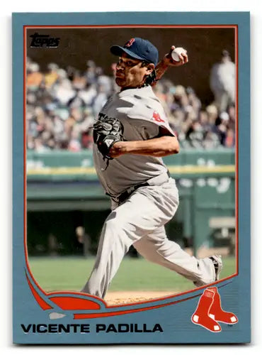 Original gloss Vicente Padilla baseball card with blue border from 2013 Topps Wal-Mart
