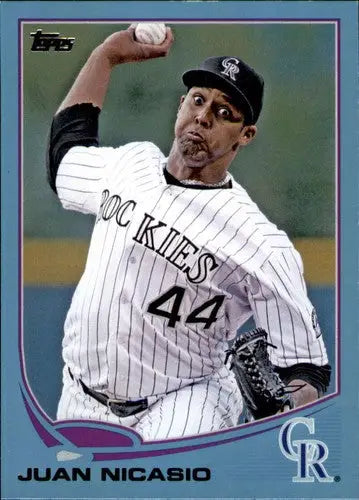 Original gloss 2013 Topps Wal-Mart Blue Border Juan Nicasio baseball card NM-MT