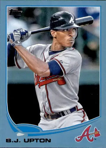 B.J. Upton baseball card with blue border and original gloss from 2013 Topps Wal-Mart Blue series