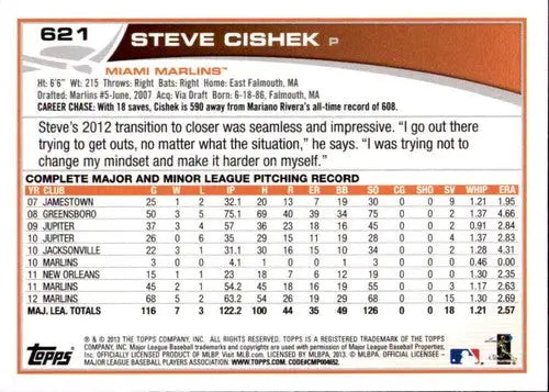 Original gloss 2013 Topps Wal-Mart blue border Steve Cishek baseball card perfect for collectors