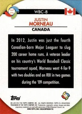 2013 Topps #WBC-8 Justin Morneau WBC Stars - Baseball Card Single