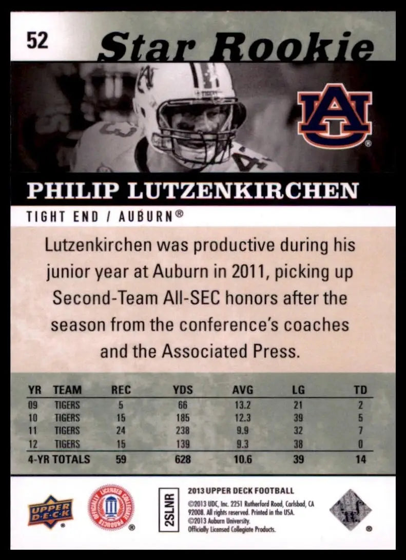 2013 Upper Deck - Star Rookie Philip Lutzenkirchen #52 (RC) - Football Card Single