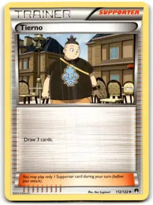 Tierno Pokémon card from 2013 XY Kalos Starter Set with text-align center and line-height normal