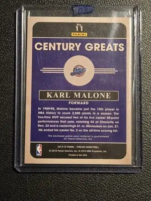 2014-15 Panini Threads #11 Karl Malone Century Greats Threads #/199 - Basketball Card Single