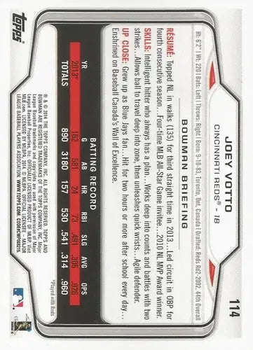 2014 Bowman #114 Joey Votto NM-MT Reds ID:73200 - Baseball Card Single